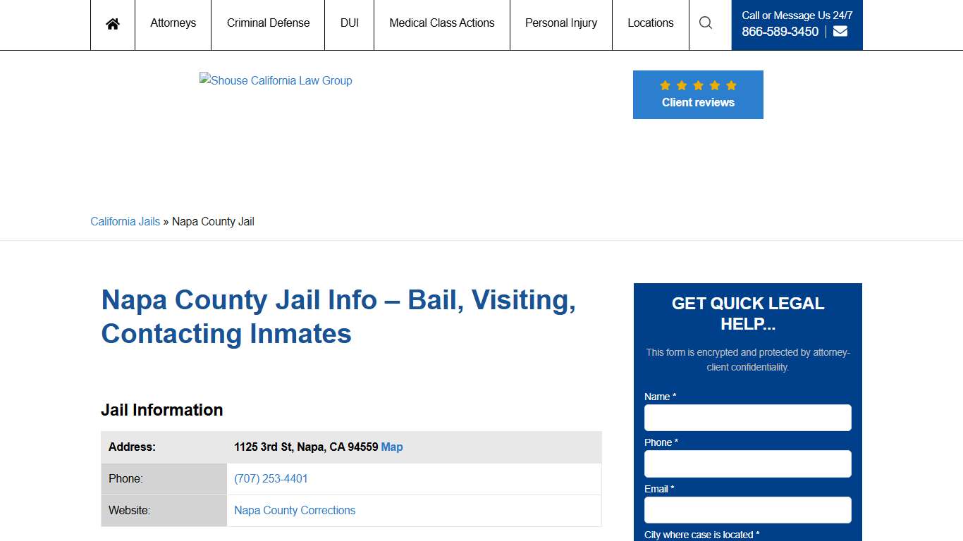 Napa County Jail Info – Bail, Visiting, Contacting Inmates